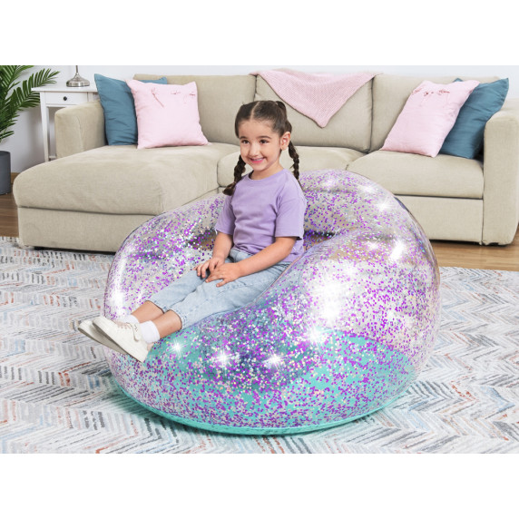 Nafukovacie kreslo trblietavé 114 x 112 x 66 cm BESTWAY 75115 Glitter Dream