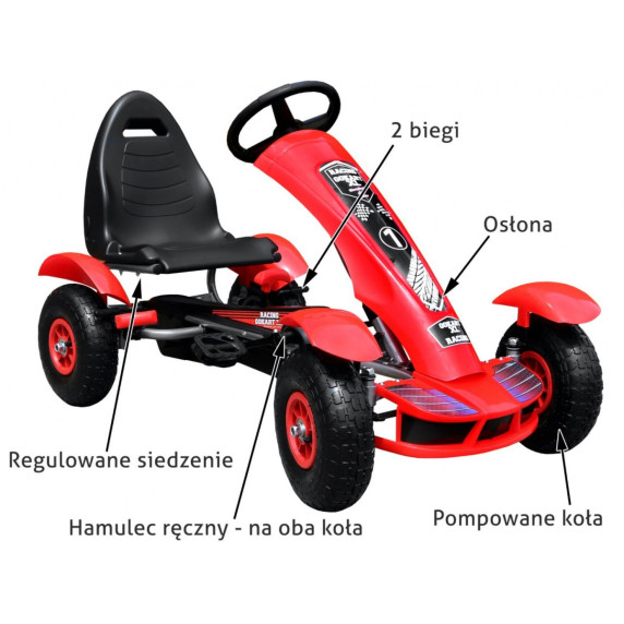 Pedálová motokára GoKart Racing XL - červená