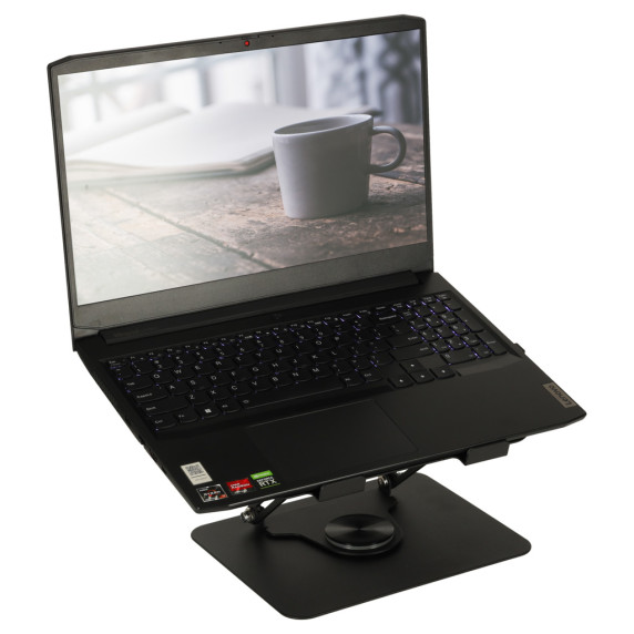 Suport metalic reglabil pentru laptop 24 x 19 cm - negru