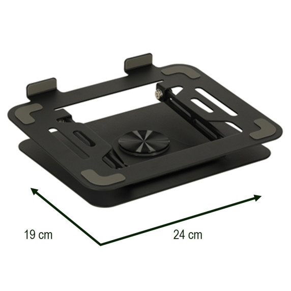 Suport metalic reglabil pentru laptop 24 x 19 cm - negru