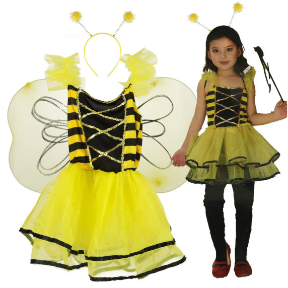 Costum carnava de  albină - LOVELY BEE FAIRY - mărimea S (100-110 cm)