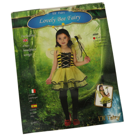 Costum carnava de  albină - LOVELY BEE FAIRY - mărimea S (100-110 cm)