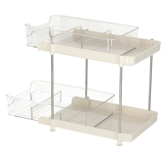 Organizator cu două niveluri cu rafturi extensibile 29 x 20 x 29 cm