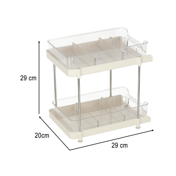 Organizator cu două niveluri cu rafturi extensibile 29 x 20 x 29 cm