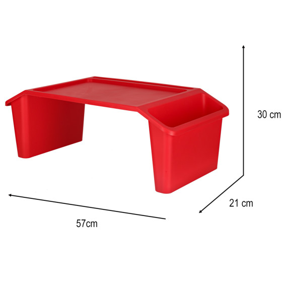 Masă laptop cu organizator 57 x 30 x 21 cm - roșu