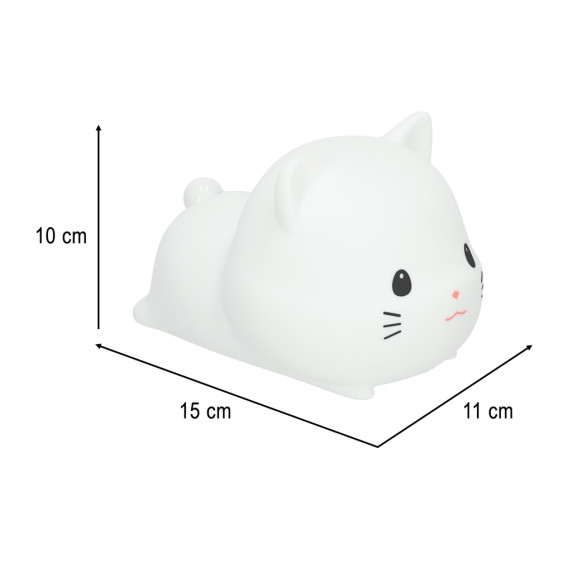 Szilikon éjszakai lámpa RGB 15 cm PAPA CAT - Fehér macska