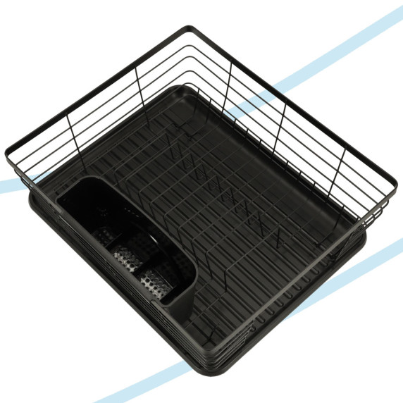 Edényszárító Inlea4Fun DISH DRYING RACK - Fekete