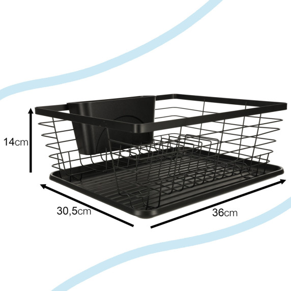 Edényszárító Inlea4Fun DISH DRYING RACK - Fekete