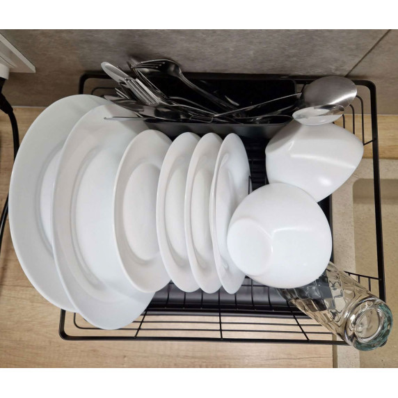 Edényszárító Inlea4Fun DISH DRYING RACK - Fekete