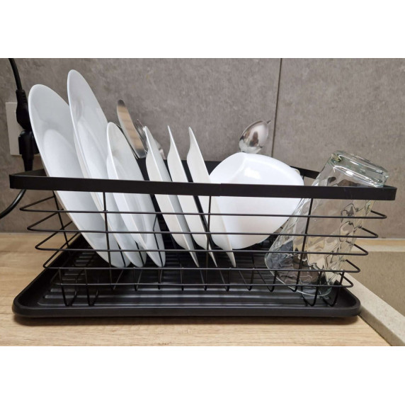 Edényszárító Inlea4Fun DISH DRYING RACK - Fekete