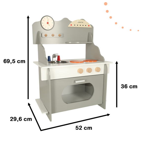 Detská drevená kuchynka 69,5 cm Inlea4Fun - sivá/oranžová