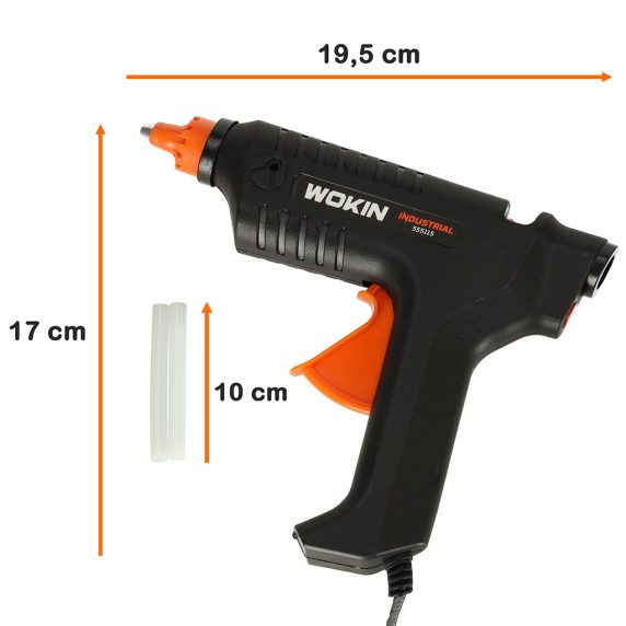 Pistol de lipit termofuzibil + cartușe de 11,2 mm - WOKIN 15 W