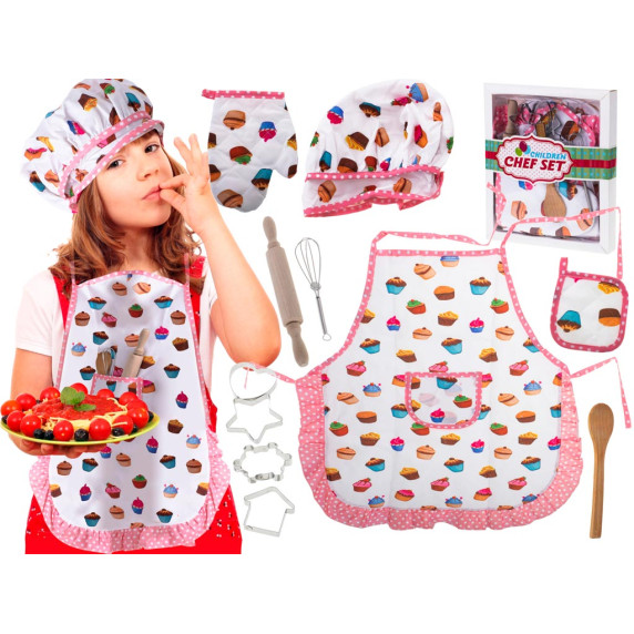 Detská kuchynská zástera s príslušenstvom 11 kusov Inlea4Fun CHILDREN CHEF SET