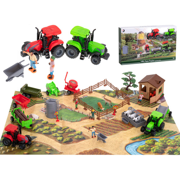 Farm játék készlet mezőgazdasági járművekkel és állatokkal 49 darabos Inlea4Fun FARM TRACTOR