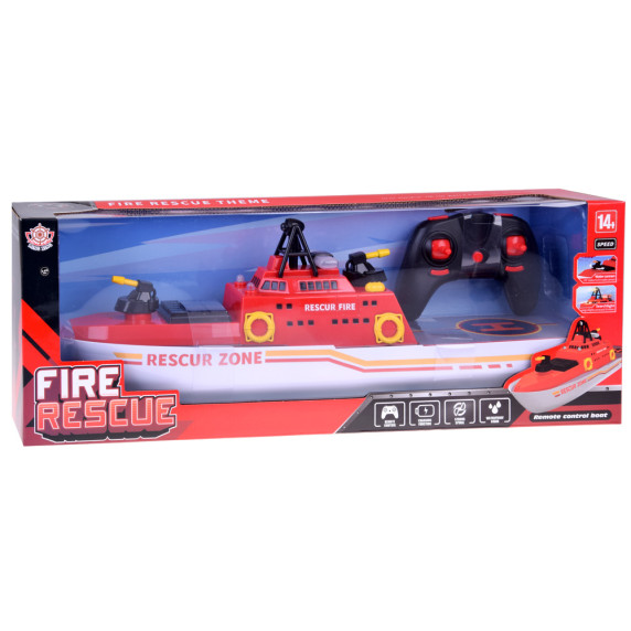 RC Hasičský čln na diaľkové ovládanie a s efektmi Inlea4Fun FIRE RESCUE