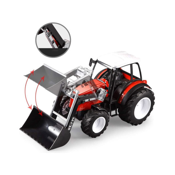 Játék traktor mozgó karral Inlea4Fun FARM TRACTOR RC0666 - Piros