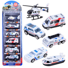 Fém játékautó készlet 6 darab Inlea4Fun DIE CAST - Mentőautó - 