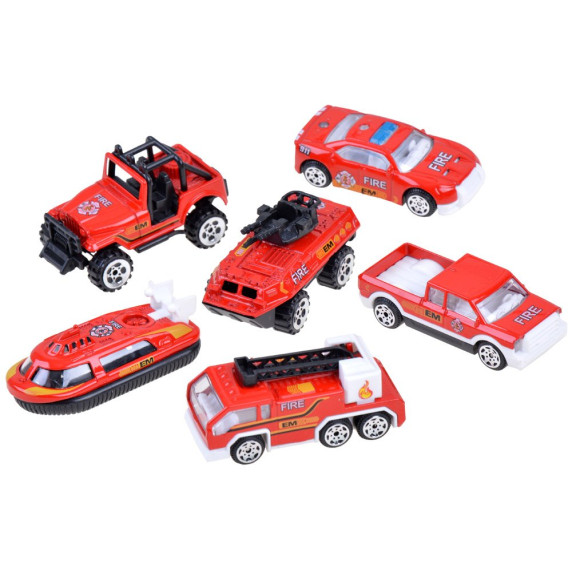 Fém játékautó készlet 6 darab Inlea4Fun DIE CAST - Tűzoltóautó