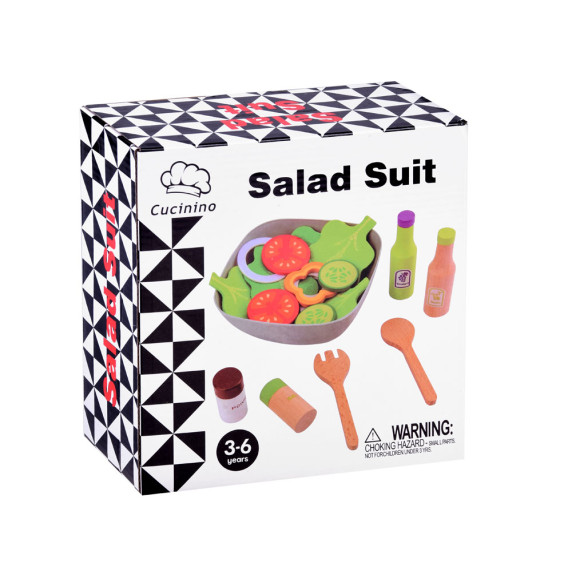 Drevený zeleninový šalát v miske Inlea4Fun SALAD SUIT