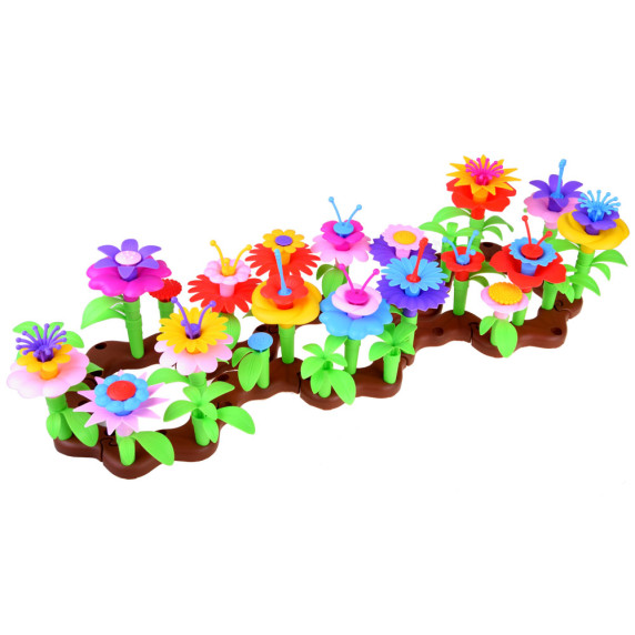 Kreatívne bloky Kvetinový záhon 104 kusov Inlea4Fun GARDEN BUILDING TABLE