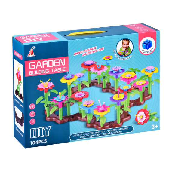 Kreatívne bloky Kvetinový záhon 104 kusov Inlea4Fun GARDEN BUILDING TABLE