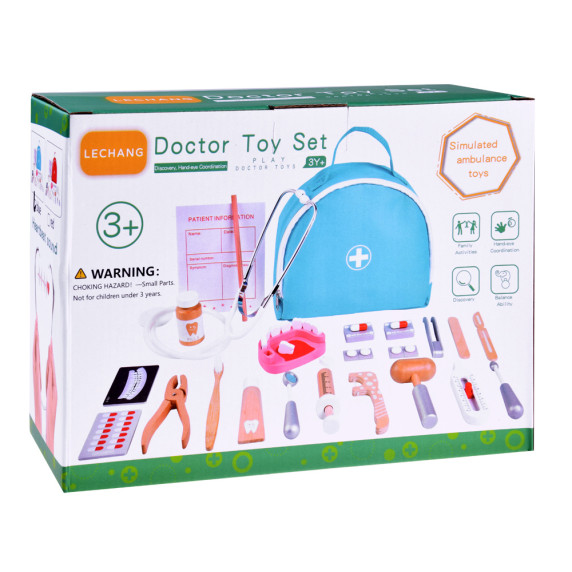 Játék fa fogorvosi készlet táskában  Inlea4Fun DOCTOR TOY SET