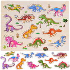 Drevená vkladačka - puzzle s rúčkami 11 dielikov Inlea4Fun - dinosaury - 