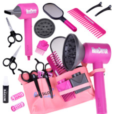 Játék fodrász készlet Inlea4Fun HAIR DRYER STYLING SET - Rózsaszín - 