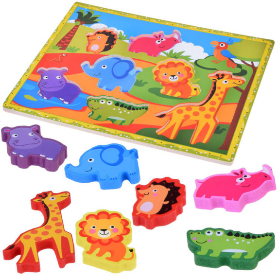 Fa formaberakó puzzle 7 darabos Inlea4Fun - szafari állatok