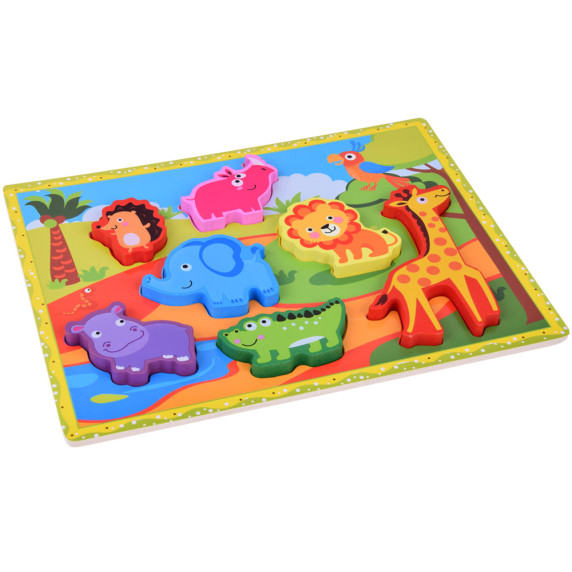 Fa formaberakó puzzle 7 darabos Inlea4Fun - szafari állatok