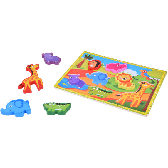 Fa formaberakó puzzle 7 darabos Inlea4Fun - szafari állatok