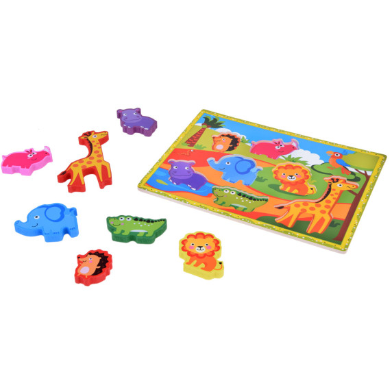 Fa formaberakó puzzle 7 darabos Inlea4Fun - szafari állatok