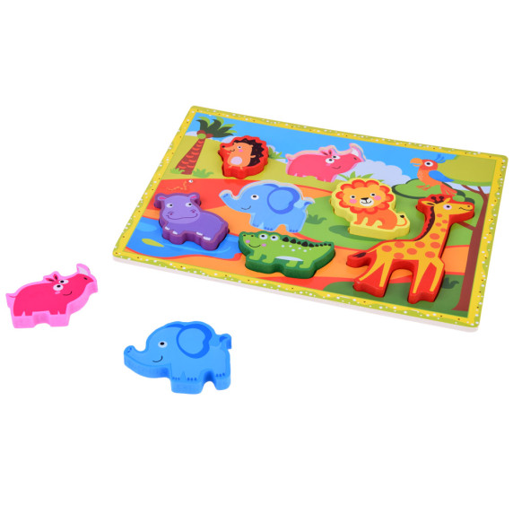 Fa formaberakó puzzle 7 darabos Inlea4Fun - szafari állatok