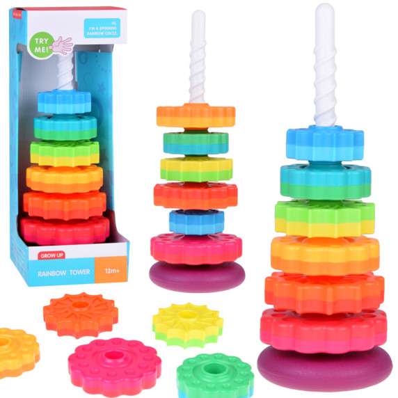 Színes gyűrűpiramis Inlea4Fun RAINBOW TOWER