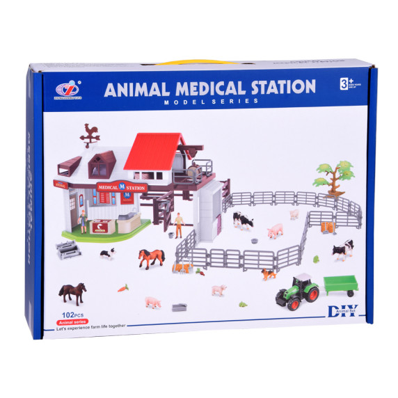 Farm játék készlet állatorvosi rendelő 102 darabos Inlea4Fun ANIMAL MEDICAL STATION