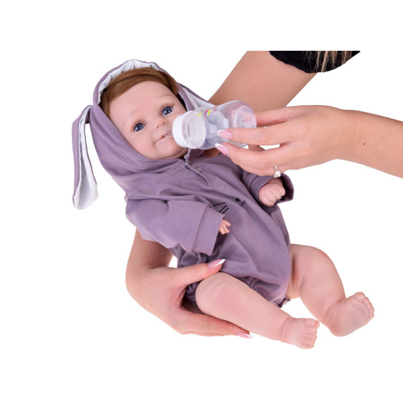 Interaktív játékbaba fiú baba 48 cm Inlea4Fun REBORN DOLLS - Nyuszifülekkel