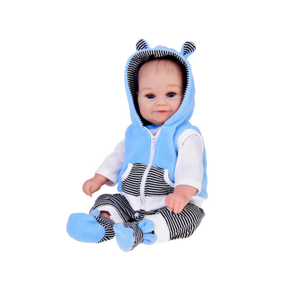 Valósághű játékbaba fiú baba 50 cm Inlea4Fun REBORN DOLLS - Kék/szürke