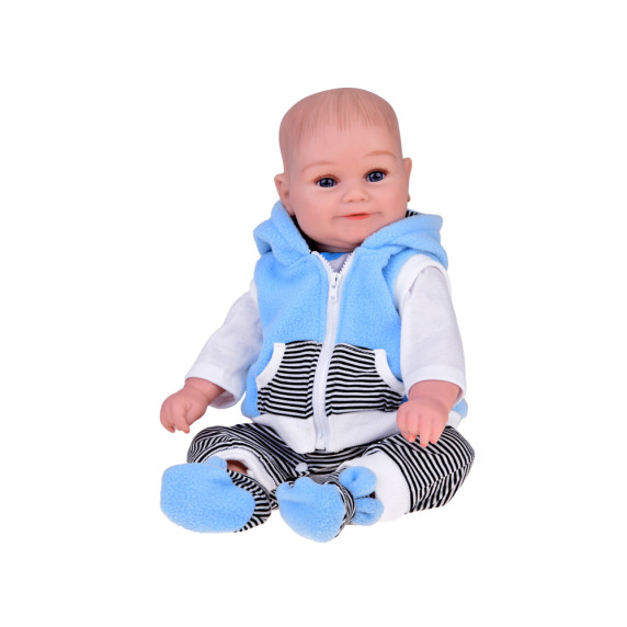 Valósághű játékbaba fiú baba 50 cm Inlea4Fun REBORN DOLLS - Kék/szürke