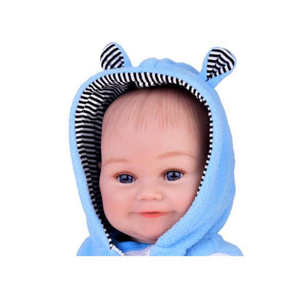 Valósághű játékbaba fiú baba 50 cm Inlea4Fun REBORN DOLLS - Kék/szürke