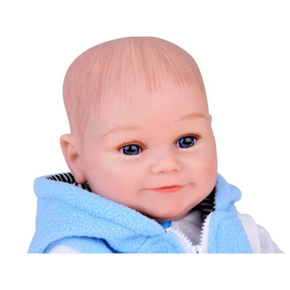 Valósághű játékbaba fiú baba 50 cm Inlea4Fun REBORN DOLLS - Kék/szürke