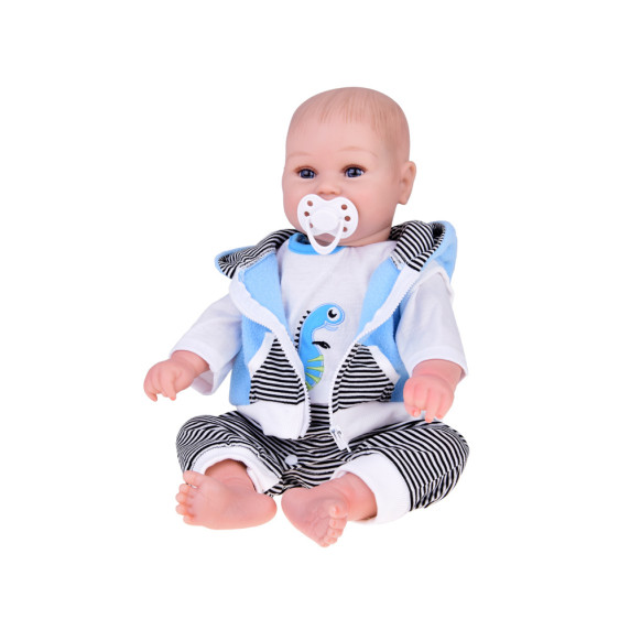 Valósághű játékbaba fiú baba 50 cm Inlea4Fun REBORN DOLLS - Kék/szürke