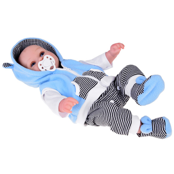 Valósághű játékbaba fiú baba 50 cm Inlea4Fun REBORN DOLLS - Kék/szürke