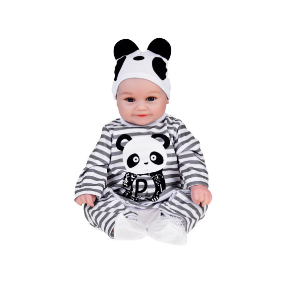 Valósághű játékbaba fiú baba 45 cm Inlea4Fun REBORN DOLLS - Szürke csíkos