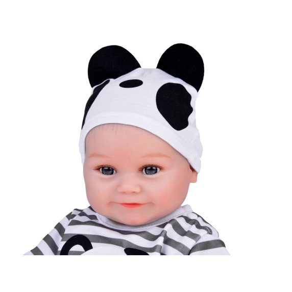 Valósághű játékbaba fiú baba 45 cm Inlea4Fun REBORN DOLLS - Szürke csíkos