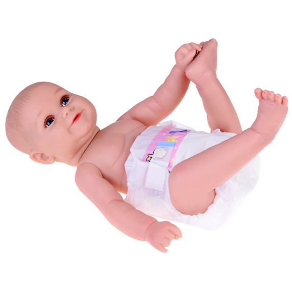 Valósághű játékbaba fiú baba 45 cm Inlea4Fun REBORN DOLLS - Szürke csíkos