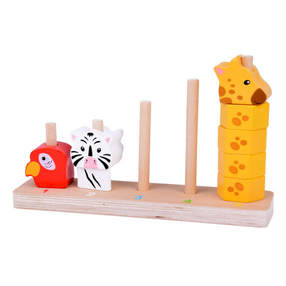 Fa készségfejlesztő piramisblokk játékok Inlea4Fun WOODEN TRAINING AID