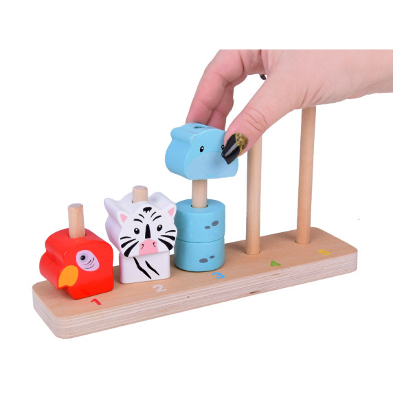 Fa készségfejlesztő piramisblokk játékok Inlea4Fun WOODEN TRAINING AID