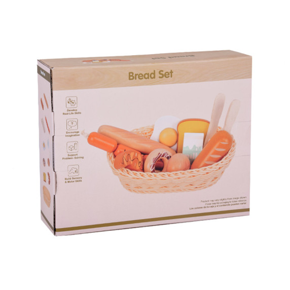 Fából készült  kosár kenyérrel Inlea4Fun BREAD SET ZA5383 - 11db