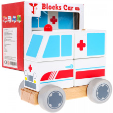 Fa játékautó mentőautó Inlea4Fun BLOCKS CAR - 