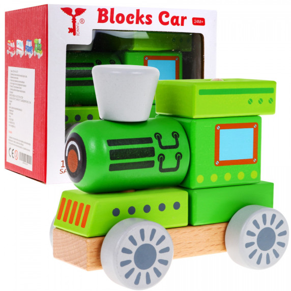 Fa játékvonat Inlea4Fun BLOCKS CAR